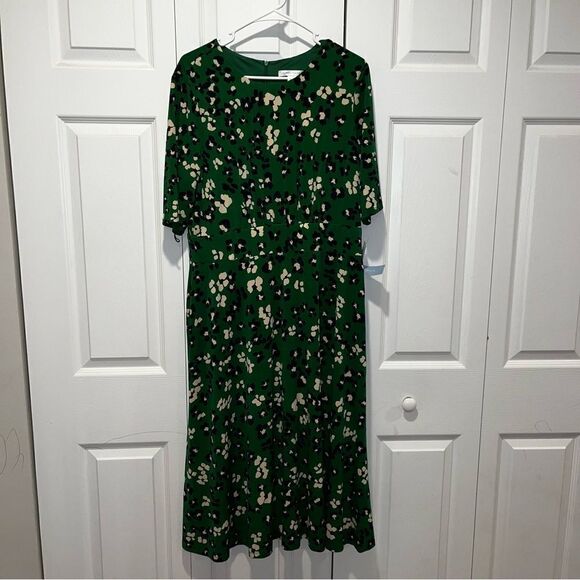 NWT LONDON TIMES Plus Size Elbow Sleeve Midi Dress women’s size 16 - Picture 3 of 9